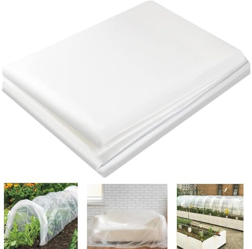 mzoLife Film polyéthylène transparent pour serre, épais et indéchirable, film plastique en polyéthylène pour serre, serre de tomates, légumes et plantes, 2 x 6 m