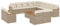 QJBSAVVA Lounge Tisch Outdoor Balkon Möbel Set Gartenlounge Outdoor Gartenset Tisch Und Stühle - 14-TLG. Garten-Sofagarnitur mit Kissen Beige Poly Rattan für Terrasse Garten Balkon Party
