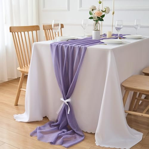 CHUQING Tischläufer Lila Organza Tischläufer Chiffon Lila Flieder Tischband Lila Violett Tischdeko Hochzeit Table Runner 70 x 300 cm,Lila Rosa