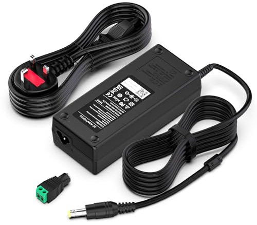 shefor 24V 6A 144W Power Supply Cable Adapter Compatible With LED Strip Light,Security Cameras,LED Drivers,CCTV Security System, 3D Printers,LCD Monitors,Routers,UK plug,Wall Charger【5.5 * 2.5mm】