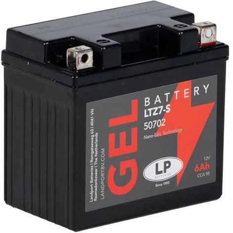 LANDPORT Batterie LTZ7-S 12V 6Ah Gel kompatibel für Aprilia SR 50, Baotian BT49QT, Honda CBR, KTM Duke, Kymco Agility, Simson SR 50, Yamaha DT RD