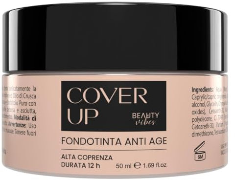 AlohaLabs CoverUp Fond de Teint Anti-Rides à l’Acide Hyaluronique | Couverture Waterproof | 50ml | Effet Lifting Naturel