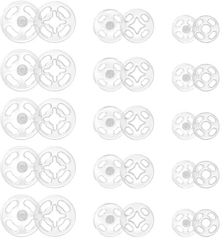 TIESOME 36 Paare Druckknöpfe zum Annähen, Kunststoff Druckknöpfe, Transparent Druckknopf, für DIY Kleidung, Handwerk, 7.5mm, 10mm, 12.5mm