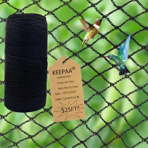 Red para aves de corral, gallinero, red de jardín resistente de 15 x 35 pies, malla de 0.6 pulgadas para arbustos de arándanos, árbol frutal, techo, a prueba de halcón