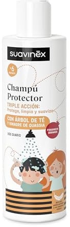 Suavinex, Champú Antipiojos, Champú Protector con Árbol del Té, Pantenol y Betaína, Protege, Limpia y Suaviza el Cabello, Testado, Apto Pieles Sensibles y Atópicas, Uso Diario, +6 Meses, 250 ml