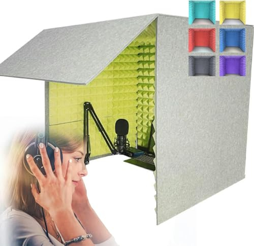 YKMYXZ， Portable Sound Booth, Microphone Isolation Booth Box, Foldable Reduces Echo And Reverberation(Green)