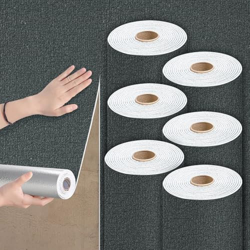 Anttyscar Dark Grey Thicken Self Adhesive Wallpaper 3D Thermal Insulating Peel and Stick Wallpaper Thermal Insulating Wall Panels Stick On Wall Covering Kitchen Removable Furniture Sticker 6Roll