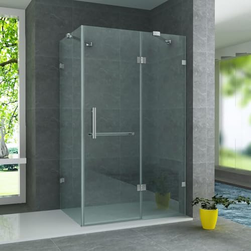 Belvit® Duschkabine mit Pendeltür 90x120x195 cm | 8 mm ESG Glas, Nano Beschichtung, Eckdusche, modern & pflegeleicht