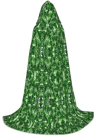 Kfjghhl Monstera Deliciosa Cape à capuche longue pour adolescents et enfants Costume de sorcière Costume d'Halloween pour femme et homme 88,9 à 140 cm