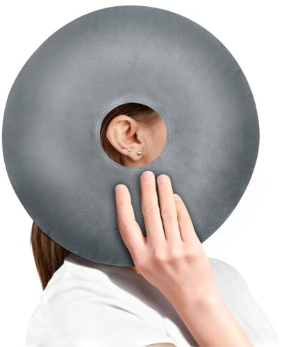 AOOSA Piercing Kissen mit Loch, Einstellbar Piercing Pillow | für Seitenschläfer, Weich Atmungsaktiv O-förmiges Kissen, Ohrkissen für Klassenzimmer, Büro, Camping, Grau