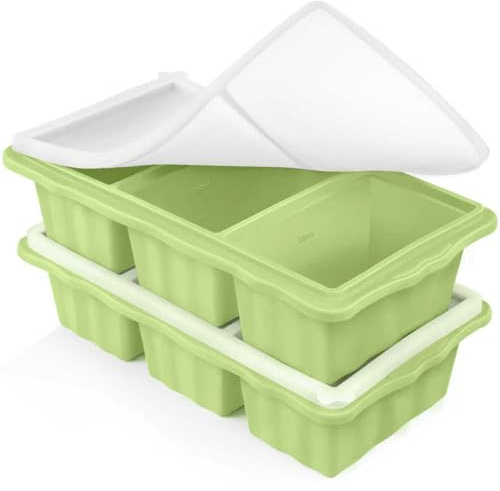 2 Pack Silicone Freezer Tray with Lids, 6 Cavity 1-Cup for Soup & Meal Prep | BPA-free silicone trays, thickened rims, airtight lids & pop-out. 125/250ml safe for fridge, oven for soups & daily meal prep
