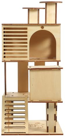 Gadpiparty Holz Kletterspielzeug für Hamster aus Verschleißfestem Verbundmaterial mit Versteckfunktion und Khaki Farbe Spielplatz für Goldhamster und Kleine Kleintiere