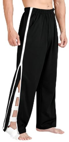 BSBUY Reha Hose Herren Trainingshose mit Seitlich Verstellbar Elastisches Band Sweathose Joggers Unisex Jogginghose Damen Lässig Sportswear mit Tasche Freizeithose für Senioren Pflegebedürftige