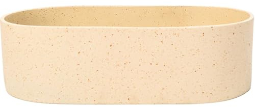 VIVANNO Pflanzschale SOLENA 35 cm Oval Beige Fiberglas Dekoschale | Frostsicheres Material in Creme-Sprenkel-Optik, Ideal als Modernes Pflanzgefäß oder Wasserschale für Garten und Terrasse