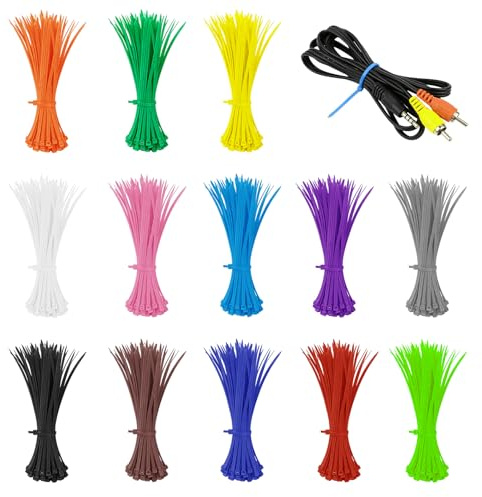 1300 Stück Bunte Kabelbinder Set, 3x100mm Kabelbinder Wiederverschließbar, UV beständig Farbiges Nylon Kabelbinderset für Zuhause, Büro, Garten, Werkstatt, Garage