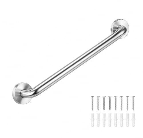 Haltegriff Dusche 48 cm, Haltegriffe für Senioren Ø32mm, Handlauf Edelstahl | Duschgriff Edelstahl Gebürstet, Aufstehhilfe Badewanne WC, SUS304, Belastbar bis 200 kg, für Senioren & Behinderte