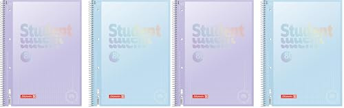 BRUNNEN Collegeblock Premium Student „Pastell 2“ | A4, Lineatur 28, 80 Blatt, sortiert (Packung mit 2)