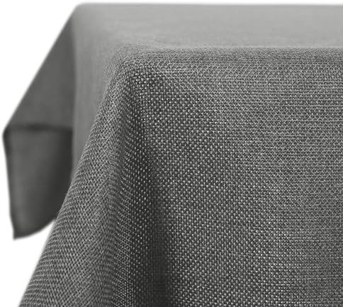 Deconovo Leinenoptik Tischdecke Wasserabweisend Tischwäsche Lotuseffekt Tischtuch, 140x250 cm, Grau, 1 Stück