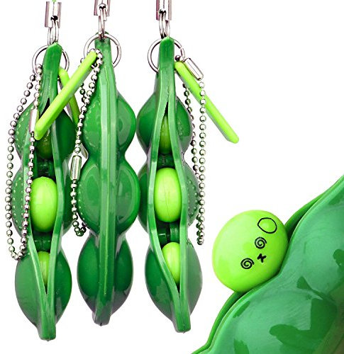 ZhengYue Fidget Toys, 3 PCS Porte-clé De Haricot Pois Jouet Pression Ejecté Drôle Amusant Décompression Cool