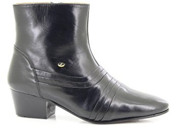 Lucini Mens pelle tacco cubano caviglia stivali nero chiusura zip 6006, Nero (Nero ), 39 1/3 EU