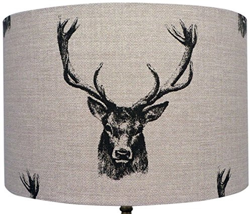 Kushade 10 Fryetts Charcoal Stag Head Table Lampshade, Fabric, Beige