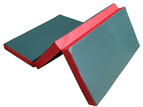 NiroSport Turnmatte Klappbar Grün/Rot, 210 x 100 cm Weichbodenmatte für Gymnastik Klappmatte Yoga Sportmatte Fitnessmatte