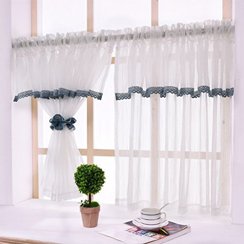 Yujiao Mao 1er-Pack ländliche weiße Scheibengardine Küchengardine Bistrogardine transparent Voile Kaffee Gardine, mit Tunnelzug, BxH 140x70cm