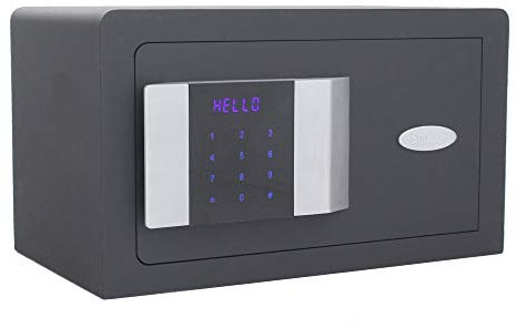 Rottner Hoteltresor Prestige 200 Touchscreen, Elektronikschloss mit elektronischer und mechanischer Notöffnung, anthrazit, BxHxT 35x20x20 cm, LED-Innenbeleuchtung, Teppich, Montagematerial inkl.
