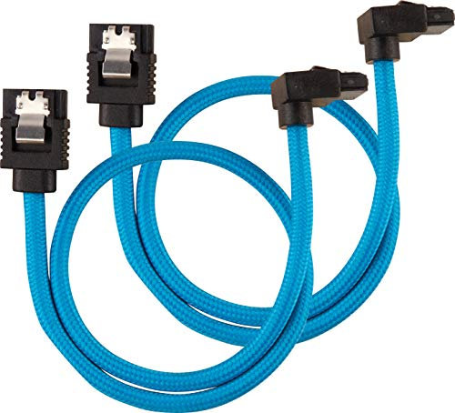 Câble SATA gainé CORSAIR Premium - SATA 6Gbps 30 cm, connecteur à 90°, noir