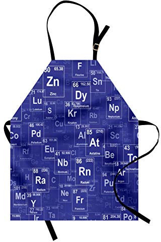 ABAKUHAUS Periodensystem Kochschürze, Chemie Theme, Unisex-Küchenlätzchen mit verstellbarem Hals für Kochen Gartenarbeit, 67 cm x 80cm, Royal Blue and White