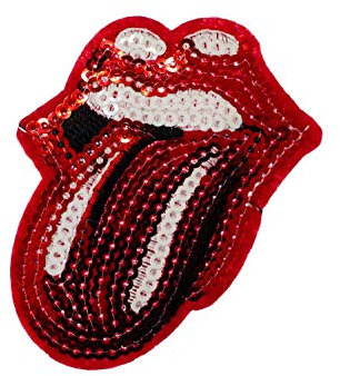 Miniblings Zunge Pailletten Bügelbild Aufnäher Aufbügler Rock'n'Roll 65x55mm rot Patch Bügelbild I Kinder Bügelflicken Patches zum Aufbügeln