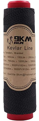 DWLIFE Schwarze, geflochtene Kevlarschnur, 9 kg, für Angelhilfe, hohe Festigkeit, hitzebeständig, für Paracord-Seil, Ultraleicht, taktische Survival-Seil, Drachen, schwarz, 300Lb-1000Ft / 304M