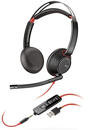 Plantronics – Blackwire 5220 USB-A-Headset – kabelgebundenes Stereo PC-Headset mit Mikrofonarm – Verbindung mit PC/Mac, Tablet und/oder Mobiltelefon über USB-A- oder 3,5-mm Klinke – Teams, Zoom etc.