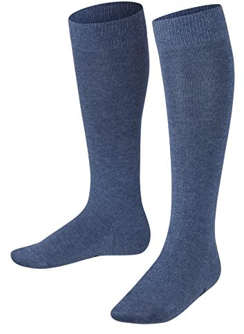 FALKE Unisex Kinder Kniestrümpfe Family K KH nachhaltige biologische Baumwolle lang einfarbig 1 Paar, Blau (Light Denim 6660) neu - umweltfreundlich, 19-22