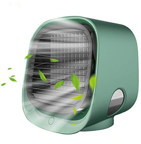 Portable Air Cooler Mini Conditioner Usb Table Fan,Small Evaporative With 3 Speeds Cooler Humidifier & Purifier,For Home Bedroom Office Desk (Green)