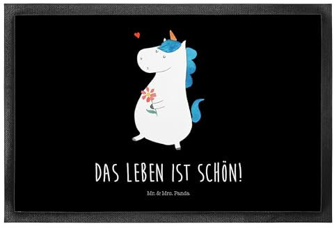 Mr. & Mrs. Panda 50 x 75 cm Fußmatte Einhorn Spaziergang - Geschenk, Motivation, Motivfußmatte, Mutter, Unicorn, Freude, Einhörner, Schmutzmatte,