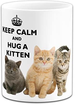 Keep Calm And Hug A Kitten Ceramic Pencil Holder / Caddy / Pot