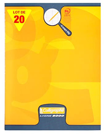 Clairefontaine 109702C - Packung mit 20 Heften Calligraphe 16 Blatt, 17x22cm, 90g, französische Lineatur 2,5mm, 1 Pack, Gelb