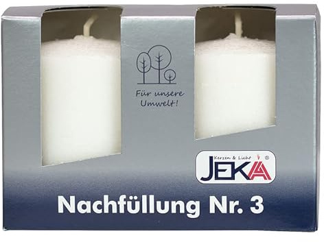Jeka Kerzen Glasgrablicht mit Deckel Glasgrabkerze wiederbefüllbar mit Grabkerzen ohne Hülle Glaslaterne Grableuchte - Grabkerzennachfüller ohne Hülle Grabkerze (10x Nachfüll-Grabkerzen Nr. 3)