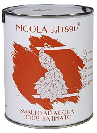 NICOLA VERNICI Smalto Acrilico a Base di Acqua, Per Interni ed Esterni, Made in Italy, Arancione Satinato - Formato 1 lt