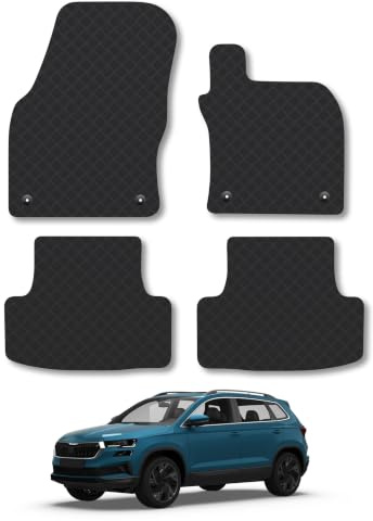 Skoda Karoq (2017+) 3mm Rubber Car Mats | Tailored Fit Durable Floor Mats Full Coverage Protection Waterproof Accessories Easy Clean Anti Slip Made in the UK