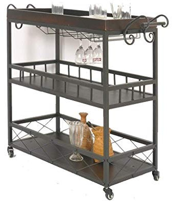 TONPOP Küchenwagen mit Rädern Trolley Weinregale Home Barwagen Servierwagen Sideboard Küchenregal 3 Etagen Trolley Beauty Trolley Barwagen für Zuhause, Küche (Bronze) (Messing) (Schwarz)