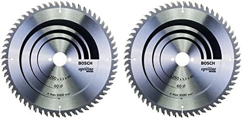 Bosch Accessories Lame de Scie Circulaire, Coupe Précise, 60 ATB Dents, 30mm d’Alésage, 3.2mm Largeur de Coupe, 2.2mm Épaisseur du Corps, 250mm Diamètre (Lot de 2)