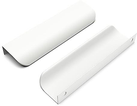 goldenwarm 10Pack 128mm Cabinet Handle Aluminum Finger Edge Pull Curved Profile Handle Concealed Furniture Handles Modern Drawer Handle, White