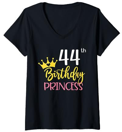 44. Geburtstag Prinzessin Funny 44 Years Old Birthday Crew Team T-Shirt mit V-Ausschnitt