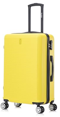 CELIMS - Valigia Media 20 kg Rigida Leggera | Valigia da Stiva 65cm Donna | Lucchetto Integrato | ABS | Trolley Medio 65cm con 4 Ruote | Giallo