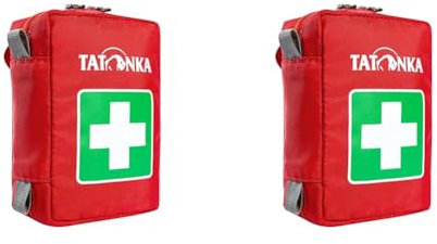 Tatonka First Aid XS - Erste-Hilfe-Tasche (ohne Inhalt) mit unterteiltem Hauptfach und Gürtelschlaufe - Zum selber Befüllen - Abmessungen: 10 x 7 x 4 cm (red) (Packung mit 2)