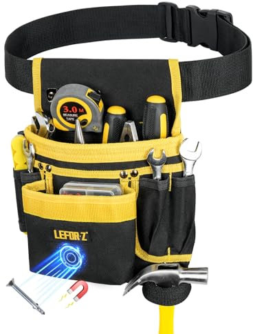 Cintura per Attrezzi da Lavoro,Cintura Porta Attrezzi,Cintura Elettricista con 13 Tasche,Regolabili,Imbottita,con Tasche Magnetiche Staccabili,per Elettricisti,Falegnami,Costruzioni