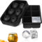 Silicone Ice Cube Tray, Large Ice Cube Moulds for Easy Release, Reusable BPA Free Ice Tray for Cocktails Whiskey Juice Coffee Craft, Black