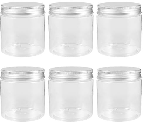 Ciieeo 6Pcs Mini Mason Jars With Regular Lids for Canning, Spices, Food Storage, Yogurt, Pudding, Jam, Honey - 250ml PET Containers